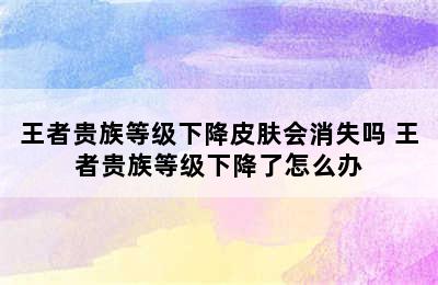 王者贵族等级下降皮肤会消失吗 王者贵族等级下降了怎么办